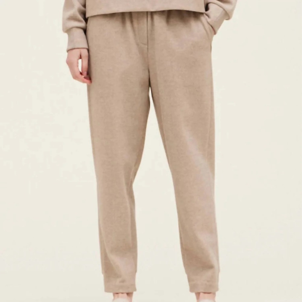 GRADE & GATHER M Beige Felt Jogger‎ Pants Loungewear Elastic Waist Pockets